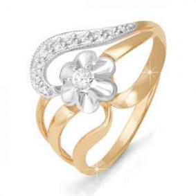 Золотое кольцо КЮЗ Del'ta DБР110264 с бриллиантом DБР110264 фото