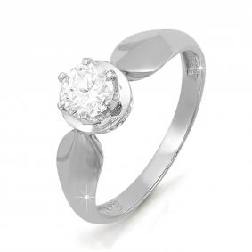 Кольцо из белого золота КЮЗ Del'ta DБР110299 с бриллиантом DБР110299 фото