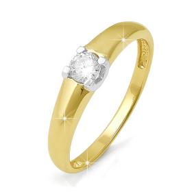 Кольцо из лимонного золота КЮЗ Del'ta DБР110368л с бриллиантом DБР110368л фото