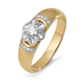 Золотое кольцо КЮЗ Del'ta DБР110386 с бриллиантом DБР110386 фото