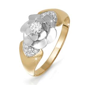 Золотое кольцо КЮЗ Del'ta DБР110418 с бриллиантом DБР110418 фото