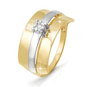 Кольцо из лимонного золота КЮЗ Del'ta DБР110623л с бриллиантом DБР110623л фото