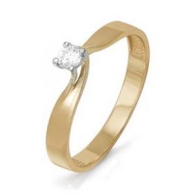 Золотое кольцо КЮЗ Del'ta DБР110655 с бриллиантом DБР110655 фото