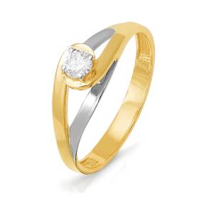 Кольцо из лимонного золота КЮЗ Del'ta DБР110669л с бриллиантом DБР110669л фото