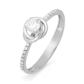 Кольцо из белого золота КЮЗ Del'ta DБР110678 с бриллиантом DБР110678 фото