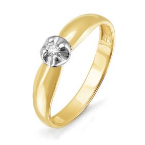 Кольцо из лимонного золота КЮЗ Del'ta DБР110735л с бриллиантом DБР110735л фото