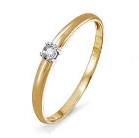 Золотое кольцо КЮЗ Del'ta DБР110878 с бриллиантом DБР110878 фото