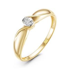 Кольцо из лимонного золота КЮЗ Del'ta DБР110903л с бриллиантом DБР110903л фото