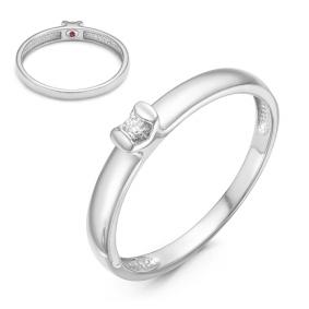 Кольцо из белого золота КЮЗ Del'ta DБР110989б с бриллиантом и рубином DБР110989б фото
