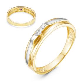 Кольцо из лимонного золота КЮЗ Del'ta DБР110991л с бриллиантом и рубином DБР110991л фото