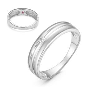 Кольцо из белого золота КЮЗ Del'ta DБР111000б с бриллиантом и рубином DБР111000б фото
