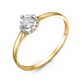 Кольцо из лимонного золота КЮЗ Del'ta DБР111096л с бриллиантом DБР111096л фото