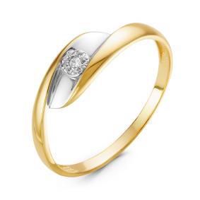 Кольцо из лимонного золота КЮЗ Del'ta DБР111113л с бриллиантом DБР111113л фото