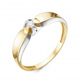 Кольцо из лимонного золота КЮЗ Del'ta DБР111188л с бриллиантом DБР111188л фото