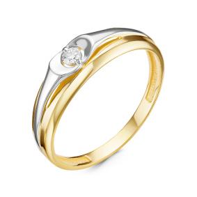 Кольцо из лимонного золота КЮЗ Del'ta DБР111196л с бриллиантом DБР111196л фото