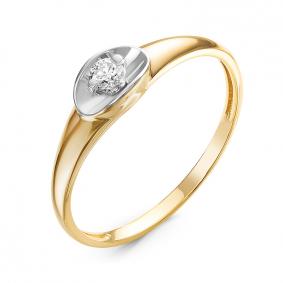 Кольцо из лимонного золота КЮЗ Del'ta DБР111202л с бриллиантом DБР111202л фото
