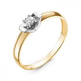 Кольцо из лимонного золота КЮЗ Del'ta DБР111207л с бриллиантом DБР111207л фото