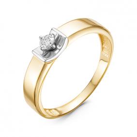 Кольцо из лимонного золота КЮЗ Del'ta DБР111211л с бриллиантом DБР111211л фото