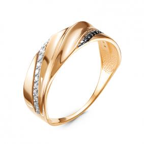 Золотое кольцо КЮЗ Del'ta DБР111268 с бриллиантом и чёрным бриллиантом DБР111268 фото