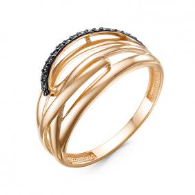Золотое кольцо КЮЗ Del'ta DБР111284 с чёрным бриллиантом DБР111284 фото