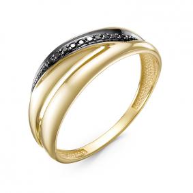 Золотое кольцо КЮЗ Del'ta DБР111304л с чёрным бриллиантом DБР111304л фото