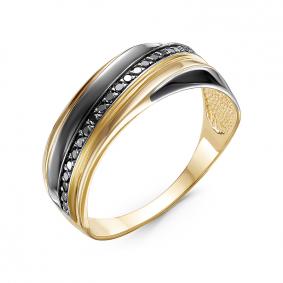 Золотое кольцо КЮЗ Del'ta DБР111309л с чёрным бриллиантом DБР111309л фото