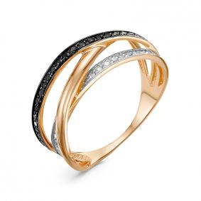 Золотое кольцо КЮЗ Del'ta DБР111317 с бриллиантом и чёрным бриллиантом DБР111317 фото
