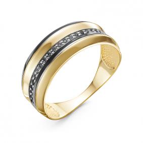 Золотое кольцо КЮЗ Del'ta DБР111329л с чёрным бриллиантом DБР111329л фото