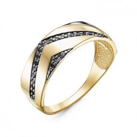 Кольцо из лимонного золота КЮЗ Del'ta DБР111334л с чёрным бриллиантом DБР111334л фото