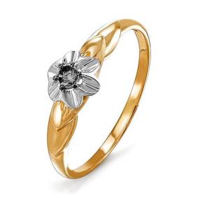 Золотое кольцо КЮЗ Del'ta DБР111370 с чёрным бриллиантом DБР111370 фото