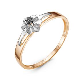 Золотое кольцо КЮЗ Del'ta DБР111371 с чёрным бриллиантом DБР111371 фото