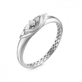 Кольцо из белого золота КЮЗ Del'ta DБР111390рб с бриллиантом DБР111390рб фото