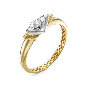 Кольцо из лимонного золота КЮЗ Del'ta DБР111391рл с бриллиантом DБР111391рл фото