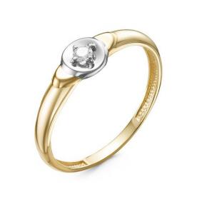 Кольцо из лимонного золота КЮЗ Del'ta DБР111395рл с бриллиантом DБР111395рл фото