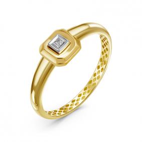 Кольцо из лимонного золота КЮЗ Del'ta DБР111414рл с бриллиантом DБР111414рл фото