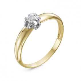 Кольцо из лимонного золота КЮЗ Del'ta DБР111419рл с бриллиантом DБР111419рл фото