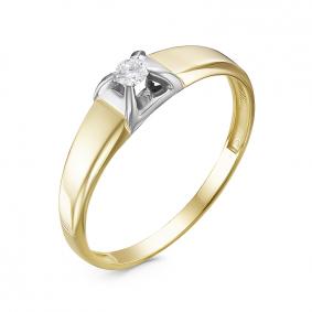 Кольцо из лимонного золота КЮЗ Del'ta DБР111420рл с бриллиантом DБР111420рл фото