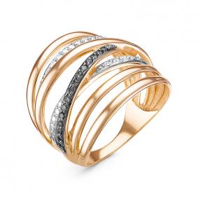 Золотое кольцо КЮЗ Del'ta DБР111451 с бриллиантом и чёрным бриллиантом DБР111451 фото