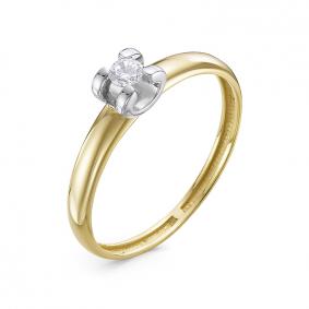 Кольцо из лимонного золота КЮЗ Del'ta DБР111457рл с бриллиантом DБР111457рл фото