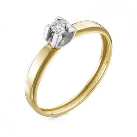 Кольцо из лимонного золота КЮЗ Del'ta DБР111478рл с бриллиантом DБР111478рл фото