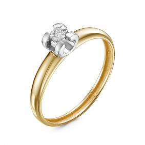 Кольцо из лимонного золота КЮЗ Del'ta DБР111507рл с бриллиантом DБР111507рл фото