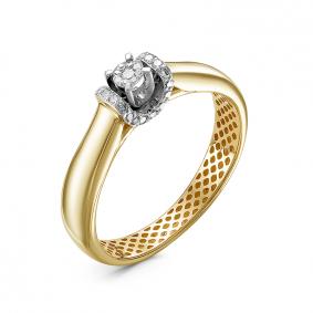 Кольцо из лимонного золота КЮЗ Del'ta DБР111521рл с бриллиантом DБР111521рл фото