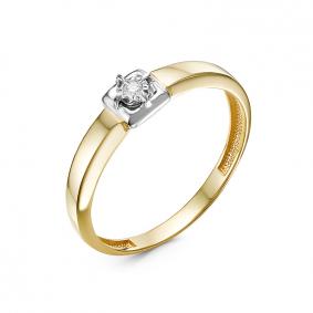 Кольцо из лимонного золота КЮЗ Del'ta DБР111548л с бриллиантом DБР111548л фото