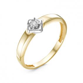 Кольцо из лимонного золота КЮЗ Del'ta DБР111550л с бриллиантом DБР111550л фото