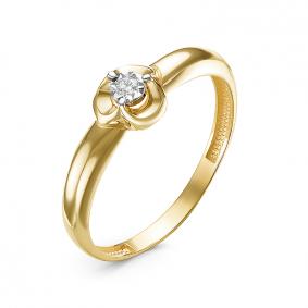 Кольцо из лимонного золота КЮЗ Del'ta DБР111558л с бриллиантом DБР111558л фото