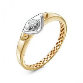 Кольцо из лимонного золота КЮЗ Del'ta DБР111562рл с бриллиантом DБР111562рл фото