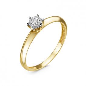 Кольцо из лимонного золота КЮЗ Del'ta DБР111598л с бриллиантом DБР111598л фото