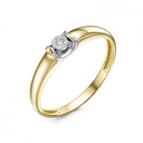 Кольцо из лимонного золота КЮЗ Del'ta DБР111613л с бриллиантом DБР111613л фото