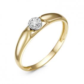 Кольцо из лимонного золота КЮЗ Del'ta DБР111630л с бриллиантом DБР111630л фото