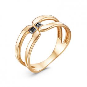 Золотое кольцо КЮЗ Del'ta DБР111713 с чёрным бриллиантом DБР111713 фото
